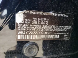 2013 BMW 5 Series 528i with VIN WBAXG5C55DD230661, listed as a Copart auction lot 51708305 with 188,564 mi miles and Clean Title. Bid and sale history available at carsss.com. Image 12.