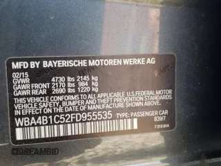 2015 BMW 4 Series 435i with VIN WBA4B1C52FD955535, listed as a Copart auction lot 51576645 with 145,204 mi miles and Salvage Title. Bid and sale history available at carsss.com. Image 12.