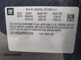 2015 Chevrolet Malibu LS with VIN 1G11A5SL8FF321868, listed as a IAAI auction lot 42137130 with 145,611 mi miles and . Bid and sale history available at DreamBid. Image 9.