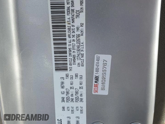 2008 Dodge 1500 ST with VIN 1D7HU18248J226766, listed as a Copart auction lot 52547185 with 172,532 mi miles and Salvage Title. Bid and sale history available at DreamBid. Image 12.