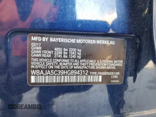 2017 BMW 5 Series 530i with VIN WBAJA5C39HG894312, listed as a Copart auction lot 42508685 with Not Provided miles and Salvage Title. Bid and sale history available at carsss.com. Image 14.