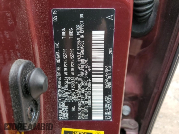2015 Toyota Highlander Hybrid Limited with VIN 5TDDCRFH0FS009944, listed as a Copart auction lot 71665924 with 151,013 mi miles and Salvage Title. Bid and sale history available at carsss.com. Image 13.