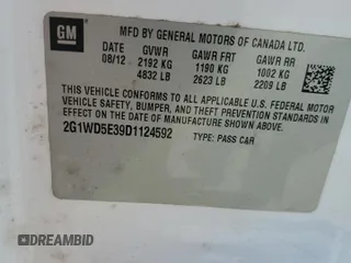 2013 Chevrolet Impala Police with VIN 2G1WD5E39D1124592, listed as a Copart auction lot 44036955 with 0 mi miles and Salvage Title. Bid and sale history available at carsss.com. Image 12.