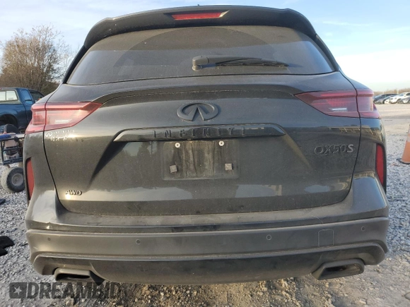 2023 Infiniti QX50 Sport with VIN 3PCAJ5FB4PF118796, listed as a Copart auction lot 82210594 with 25,472 mi miles and Salvage Title. Bid and sale history available at DreamBid. Image 6.
