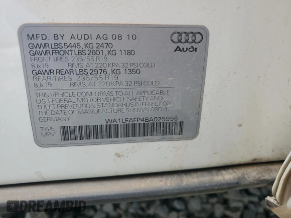 2011 Audi Q5 Premium Plus z VIN WA1LFAFP4BA025996, wystawiony jako Copart lot #52697935 z przebiegiem 144 691 mil mil oraz Szkoda całkowita • Salvage title. Historia ofert i sprzedaży dostępna na DreamBid. Obrazek 13.