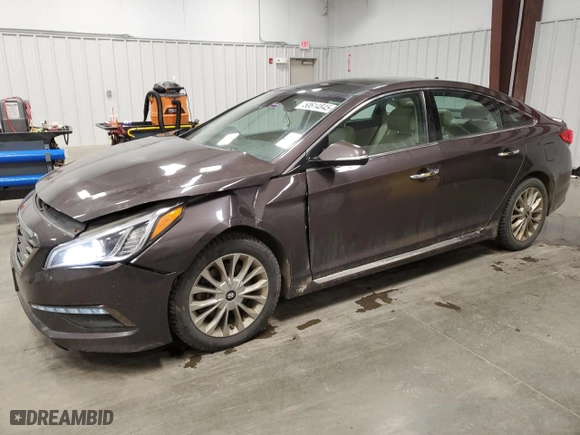 2015 Hyundai Sonata 2.4L Limited with VIN 5NPE34AF5FH050993, listed as a Copart auction lot 50614845 with 163,273 mi miles and Salvage Title. Bid and sale history available at carsss.com. Image 1.