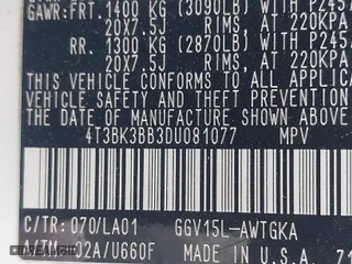 2013 Toyota Venza LE with VIN 4T3BK3BB3DU081077, listed as a IAAI auction lot 41889899 with 138,967 mi miles. Bid and sale history available at carsss.com. Image 9.
