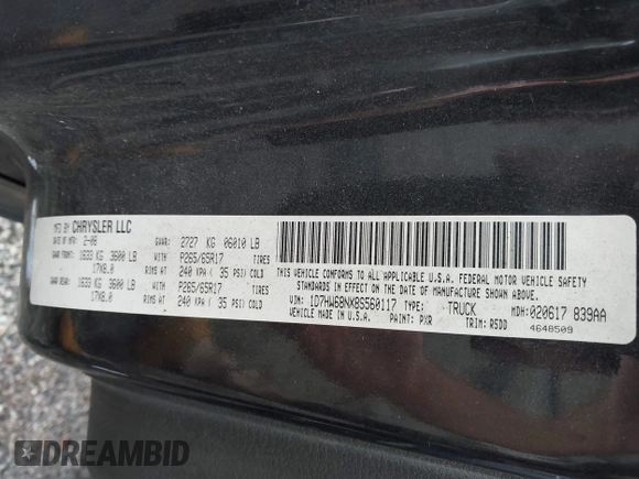 2008 Dodge Dakota с VIN 1D7HW68NX8S560117, выставлен на аукционе IAAI как лот 42383642 с пробегом 108 639 миль миль и . История ставок и продаж доступна на DreamBid. Изображение 9.