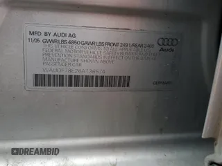 2006 Audi A4 2.0T with VIN WAUDF78E26A136574, listed as a Copart auction lot 49908375 with 179,811 mi miles and Salvage Title. Bid and sale history available at carsss.com. Image 12.