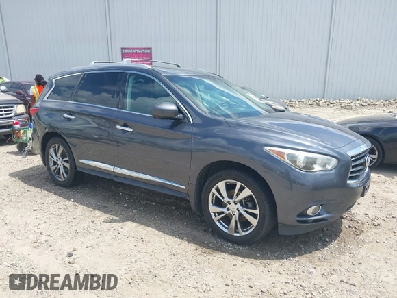 2013 Infiniti JX35 with VIN 5N1AL0MM7DC338388, listed as a IAAI auction lot 42122454 with 184,715 mi miles. Bid and sale history available at carsss.com. Image 1.