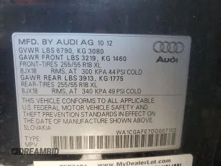2013 Audi Q7 3.0T Premium with VIN WA1CGAFE7DD007103, listed as a Copart auction lot 86566674 with 192,136 mi miles and Clean Title. Bid and sale history available at carsss.com. Image 13.