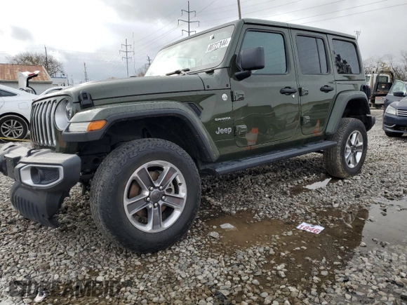 2021 Jeep Wrangler Unlimited Sahara High Altitude z VIN 1C4HJXEG3MW541397, wystawiony jako Copart lot #80727144 z przebiegiem 54 451 mil mil oraz Szkoda całkowita • Salvage title. Historia ofert i sprzedaży dostępna na DreamBid. Obrazek 1.