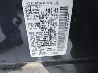 2011 Nissan Murano SV with VIN JN8AZ1MW0BW185573, listed as a IAAI auction lot 41565939 with 162,000 mi miles. Bid and sale history available at carsss.com. Image 9.