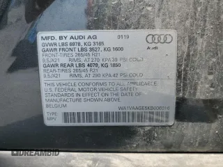 2019 Audi e-tron Prestige with VIN WA1VAAGE5KB006016, listed as a Copart auction lot 53279713 with 50,275 mi miles. Bid and sale history available at carsss.com. Image 14.