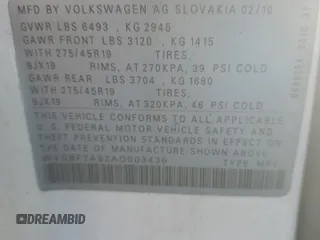 2010 Volkswagen Touareg VR6 with VIN WVGBF7A92AD003436, listed as a Copart auction lot 87545585 with 145,716 mi miles and Clean Title. Bid and sale history available at DreamBid. Image 13.