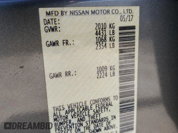 2017 Nissan LEAF SV with VIN 1N4BZ0CPXHC308851, listed as a Copart auction lot 57626535 with 51,912 mi miles and Salvage title. Bid and sale history available at DreamBid. Image 13.