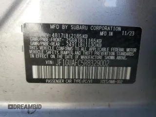 2024 Subaru Impreza Sport with VIN JF1GUAFC5R8329002, listed as a Copart auction lot 85370844 with 14,856 mi miles and Salvage Title. Bid and sale history available at carsss.com. Image 12.