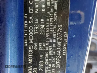 2021 Kia Forte LXS with VIN 3KPF24AD7ME267789, listed as a Copart auction lot 58425685 with 80,056 mi miles and Salvage title. Bid and sale history available at DreamBid. Image 12.