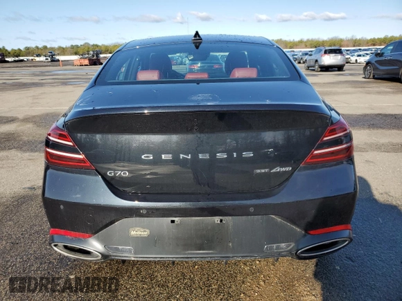 2023 Genesis G70 3.3T with VIN KMTG54TE4PU122153, listed as a Copart auction lot 50794015 with 13,604 mi miles and Salvage title. Bid and sale history available at DreamBid. Image 6.