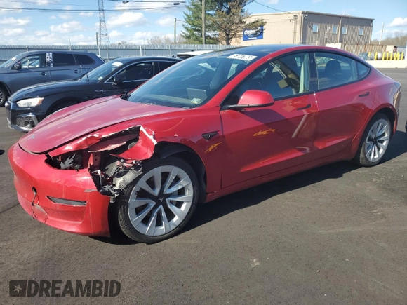 2022 Tesla Model 3 with VIN 5YJ3E1EA3NF288370, listed as a Copart auction lot 51847065 with 72,458 mi miles and Non Repairable. Bid and sale history available at carsss.com. Image 1.
