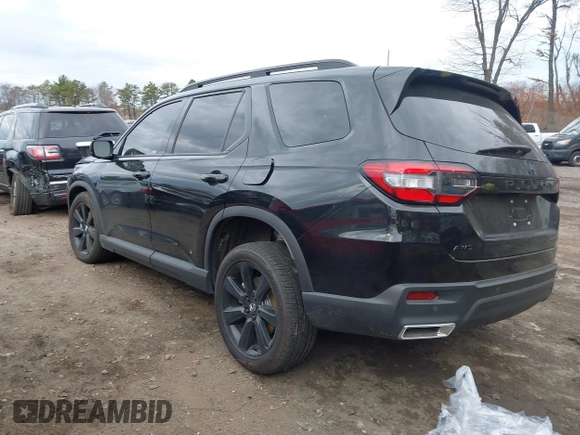 2025 Honda Pilot Black Edition with VIN 5FNYG1H92SB023629, listed as a IAAI auction lot 40957146 with 2,992 mi miles. Bid and sale history available at carsss.com. Image 3.