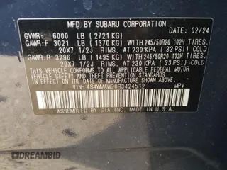 2024 Subaru Ascent Touring z VIN 4S4WMAWD0R3424512, wystawiony jako Copart lot #48319225 z przebiegiem 13 478 mil mil oraz Szkoda całkowita • Salvage title. Historia ofert i sprzedaży dostępna na DreamBid. Obrazek 13.