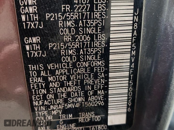 2015 Nissan Juke S with VIN JN8AF5MV4FT560296, listed as a Copart auction lot 53938395 with 171,618 mi miles and Salvage Title. Bid and sale history available at carsss.com. Image 13.