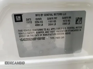 2014 Buick LaCrosse Premium I with VIN 1G4GD5G30EF158192, listed as a Copart auction lot 60464335 with 68,660 mi miles and Salvage title. Bid and sale history available at DreamBid. Image 12.