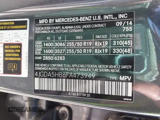 2015 Mercedes-Benz M 350 with VIN 4JGDA5HB6FA473949, listed as a IAAI auction lot 41779707 with 112,554 mi miles and . Bid and sale history available at carsss.com. Image 9.