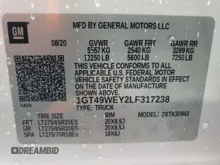 2020 GMC Sierra 3500HD Denali z VIN 1GT49WEY2LF317238, wystawiony jako Copart lot #51967295 z przebiegiem 125 681 mil mil oraz Szkody całkowita. Historia ofert i sprzedaży dostępna na DreamBid. Obrazek 12.