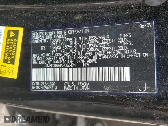 2010 Lexus RX 450h with VIN JTJBC1BA4A2006494, listed as a Copart auction lot 55313545 with Not Provided miles and Clean Title. Bid and sale history available at DreamBid. Image 13.