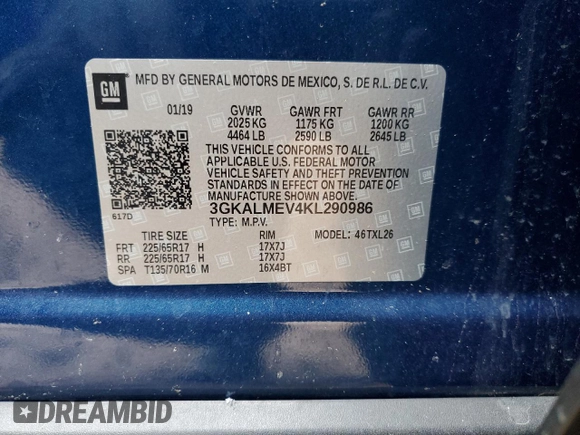 2019 GMC Terrain SLE z VIN 3GKALMEV4KL290986, wystawiony jako Copart lot #50313335 z przebiegiem 99 537 mil mil oraz Czysty tytuł • Clean title. Historia ofert i sprzedaży dostępna na DreamBid. Obrazek 13.