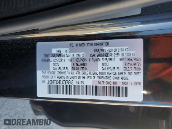 2018 Mazda CX-5 Touring with VIN JM3KFBCM6J0308848, listed as a Copart auction lot 47360695 with 37,626 mi miles and Salvage Title. Bid and sale history available at DreamBid. Image 14.