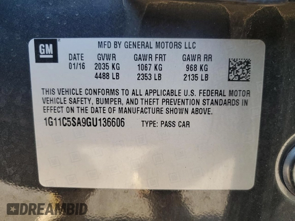 2016 Chevrolet Malibu Limited LT with VIN 1G11C5SA9GU136606, listed as a Copart auction lot 76451674 with 201,441 mi miles and Salvage Title. Bid and sale history available at carsss.com. Image 13.