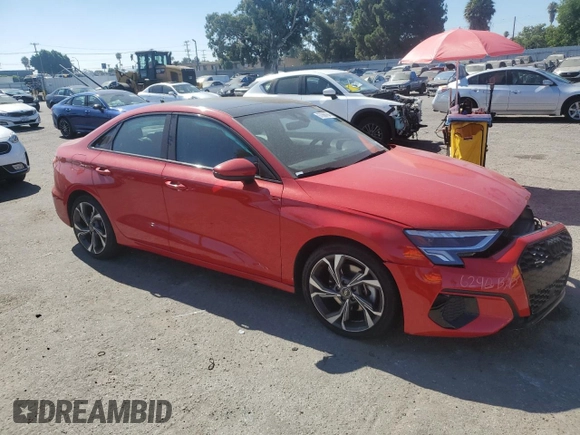 2023 Audi A3 Premium with VIN WAUGUDGY7PA027185, listed as a Copart auction lot 67068784 with 13,254 mi miles and Salvage Title. Bid and sale history available at carsss.com. Image 4.