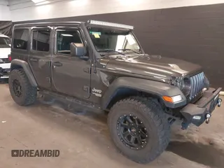 2018 Jeep Wrangler Unlimited Sport S z VIN 1C4HJXDG7JW280918, wystawiony jako IAAI lot #41998831 z przebiegiem 66 539 mil mil oraz . Historia ofert i sprzedaży dostępna na DreamBid. Obrazek 1.