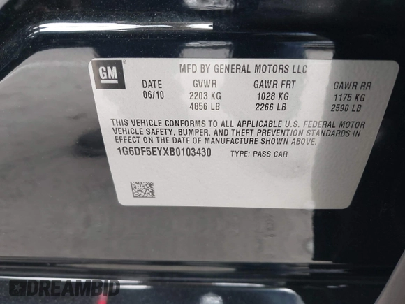 2011 Cadillac CTS Luxury with VIN 1G6DF5EYXB0103430, listed as a IAAI auction lot 42105337 with 205,069 mi miles and . Bid and sale history available at DreamBid. Image 9.