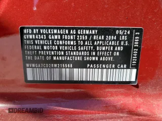 2024 Volkswagen GTI S z VIN WVWGA7CD2RW215568, wystawiony jako Copart lot #47470565 z przebiegiem 13 855 mil mil oraz Szkoda całkowita • Salvage title. Historia ofert i sprzedaży dostępna na DreamBid. Obrazek 15.