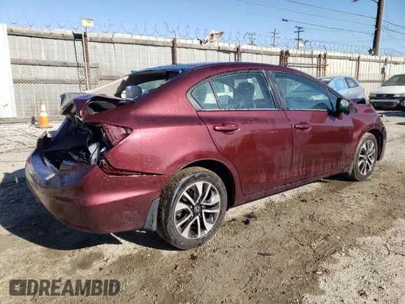 2015 Honda Civic EX with VIN 19XFB2F86FE241381, listed as a Copart auction lot 49438605 with 148,567 mi miles and Salvage Title. Bid and sale history available at DreamBid. Image 3.