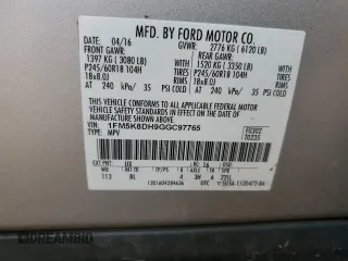 2016 Ford Explorer XLT z VIN 1FM5K8DH9GGC97765, wystawiony jako Copart lot #54067385 z przebiegiem 139 559 mil mil oraz Szkoda całkowita • Salvage title. Historia ofert i sprzedaży dostępna na DreamBid. Obrazek 14.