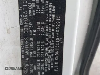 2015 Kia Sedona SX with VIN KNDMC5C19F6032915, listed as a Copart auction lot 82626784 with 135,594 mi miles and Salvage Title. Bid and sale history available at carsss.com. Image 14.