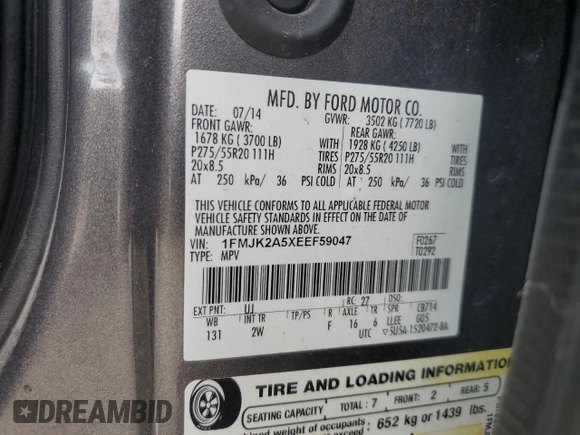 2014 Ford Expedition EL Limited with VIN 1FMJK2A5XEEF59047, listed as a Copart auction lot 71309634 with 175,813 mi miles and Salvage Title. Bid and sale history available at carsss.com. Image 13.