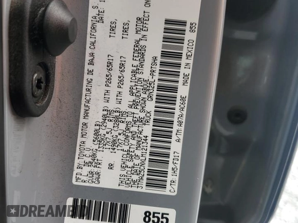 2020 Toyota Tacoma SR5 with VIN 3TMAZ5CNXLM121344, listed as a Copart auction lot 59393395 with 69,902 mi miles and Salvage title. Bid and sale history available at DreamBid. Image 13.