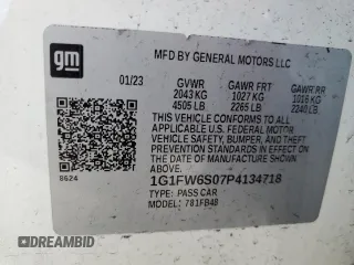2023 Chevrolet Bolt EV 1LT with VIN 1G1FW6S07P4134718, listed as a Copart auction lot 59797105 with 25,215 mi miles and Non repairable. Bid and sale history available at DreamBid. Image 13.