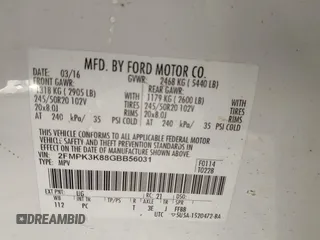 2016 Ford Edge Titanium with VIN 2FMPK3K88GBB56031, listed as a IAAI auction lot 41768418 with 89,298 mi miles. Bid and sale history available at carsss.com. Image 9.