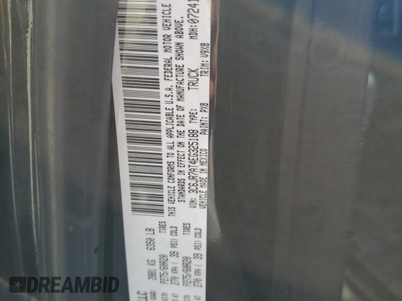 2014 Ram 1500 Tradesman z VIN 3C6JR7AT4EG325188, wystawiony jako Copart lot #48814145 z przebiegiem 156 409 mil mil oraz Szkoda całkowita • Salvage title. Historia ofert i sprzedaży dostępna na DreamBid. Obrazek 13.