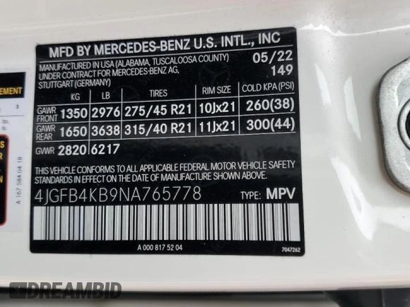 2022 Mercedes-Benz GLE 350 z VIN 4JGFB4KB9NA765778, wystawiony jako Copart lot #45435445 z przebiegiem 39 672 mil mil oraz Szkoda całkowita • Salvage title. Historia ofert i sprzedaży dostępna na DreamBid. Obrazek 14.