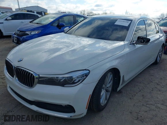 2018 BMW 7 Series 740i with VIN WBA7E2C50JG742505, listed as a IAAI auction lot 41238238 with 111,901 mi miles. Bid and sale history available at carsss.com. Image 2.