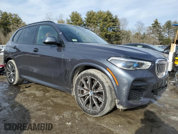 2022 BMW X5 xDrive45e with VIN 5UXTA6C0XN9M02912, listed as a Copart auction lot 45491845 with 14,586 mi miles and Salvage Title. Bid and sale history available at DreamBid. Image 4.