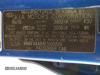 2014 Kia Forte EX with VIN KNAFX4A8XE5100826, listed as a Copart auction lot 47490905 with 123,266 mi miles and Salvage Title. Bid and sale history available at carsss.com. Image 12.